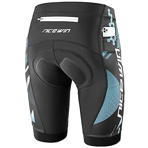 NICEWIN Pantalones Cortos de Ciclismo para Hombre con Almohadilla Pantalones Bicicleta Acolchada con Gel 4D Cortos MTB Bicicleta Pantalones Cortos Transpirables