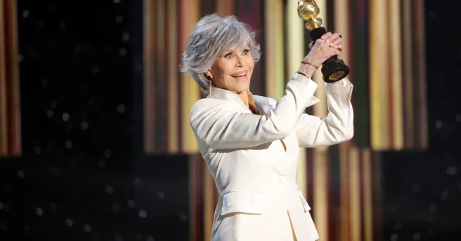 Jane Fonda en la entrega de premios de los Globos de Oro celebrada en 2021